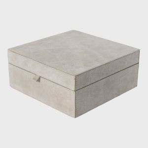 Firkantet Boks i Semsket Skinn, 18x18x8 - Sand