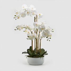 Orkidé m/potte - 84 cm - Hvit