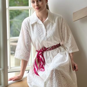 Lang blondekjole hvit One Size