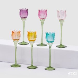 Telysholder tulipan, assorterte farger, 27 cm