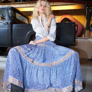 Diamond Maxi Skirt Blue