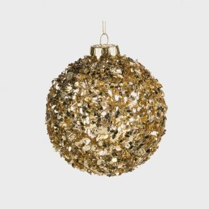 Gullglitrende Julekule Gold 10cm