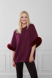 Lexa faux fur poncho - Burgunder Bellas Hus1-magento.jpg