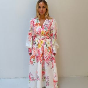 Kjole m/blondekant og print