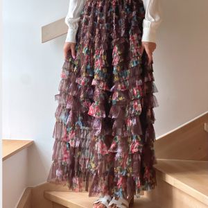 Kappeskjørt tyll Choco blomstermotiv One Size