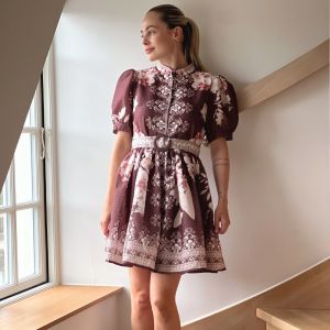 Frime Paisley-kjole kort Chocolate