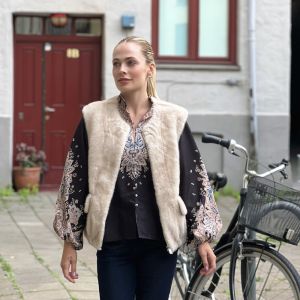 Beige Fuskepels vest