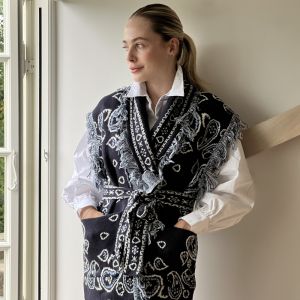 Orlinn Navy Frynsevest Mønster One Size