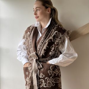 Orlinn Choco Frynsevest Mønster One Size