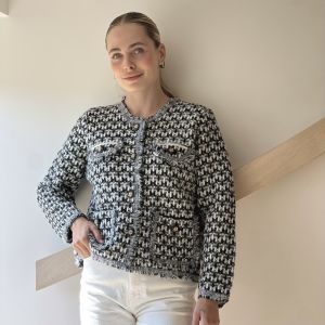 Elsa sort/kremhvit boucléjakke One Size