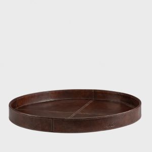 Mendoza Round Tray leather brown