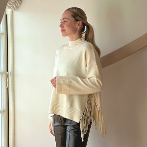 Genser m/fryns Creme One Size