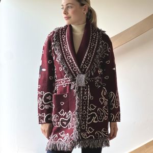 Frynsejakke m/mønster Bordeaux One Size