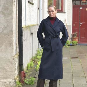 Ullkåpe med knytebelte Navy