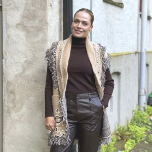 Orlinn Beige Frynsevest Mønster One Size