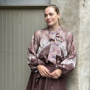 Paisley Bluse Choco m/knyting