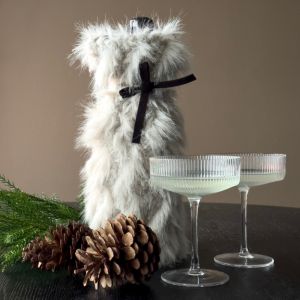 Fake Fur Wine Bag Cavalese Cream
