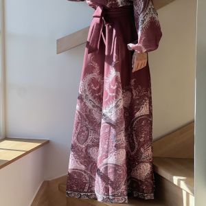 Paisley maxiskjørt Bordeaux