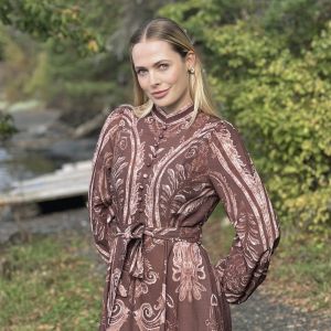 Lang kjole med paisley choco