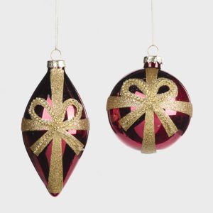 Juletrepynt glass ass rød/gull 8 cm