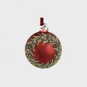 Juletrepynt glass rød m/krans 8 cm