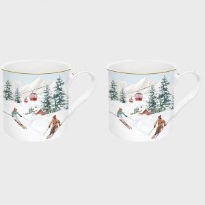 Sett m/ 2 porselenskopper i gaveeske Chalet