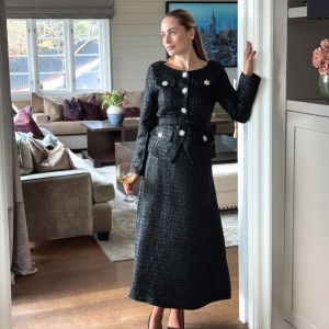Tweed skjørt Black