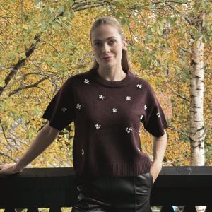 Nelida genser med strass Plum