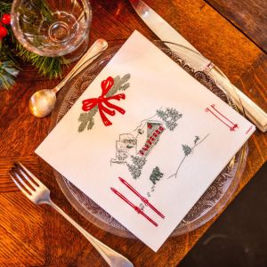 Papirservietter julemotiv hytte 40x40 cm