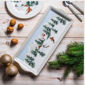 Porselensfat i gaveeske Chalet 35x15 cm