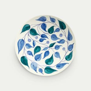 Flowers Platter 34cm  - Leaves Blue 
