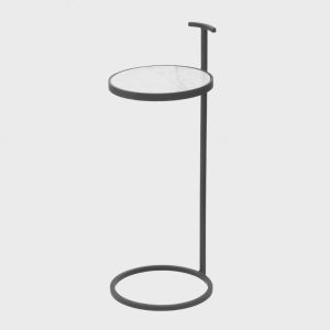 Martini sidebord sort jern m/hvit marmorplate 25x65 cm