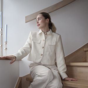 Blazer med denimkrage Creme