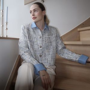 Blazer med denimkrage Lyseblå