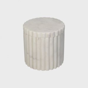 Cotton Jar Marble White m/riller 10x10x10 cm