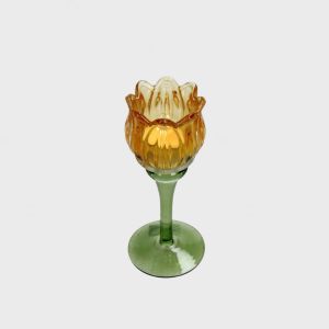 Telysholder gul tulpan 8x8x19 cm