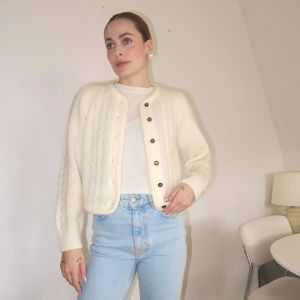 Edge Cardigan Creme Mohair