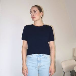 Anne kortermet Navy melange Cashmere Blend
