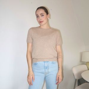 Anne kortermet Beige melange Cashmere Blend