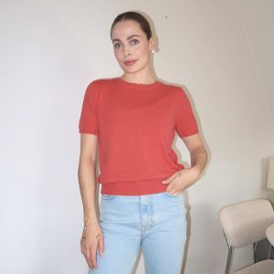 Anne kortermet Coral melange Cashmere Blend