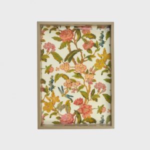 Wooden Tray Large m/blomsterprint SS26