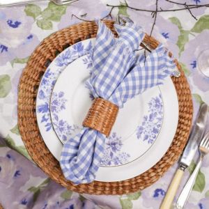 Serviett m/fryns blårutete