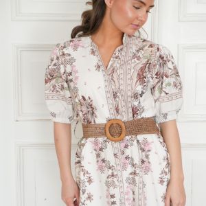 Lumine kjole m/belte pastell jordtoner One Size