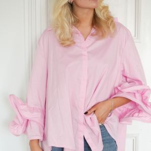 Bluse m/volangerm lyserosa One Size