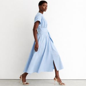 Sally midi kjole m/belte Blue