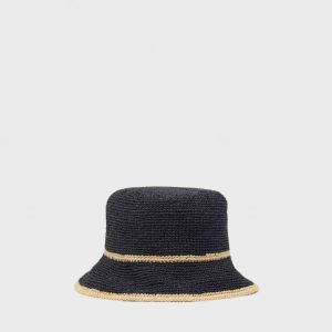 Edith bøttehatt strå navy S/M