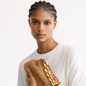 Peony Raffia Grab Bag Natural