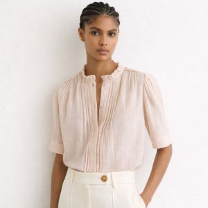 Aurelia kortermet bluse m/rysjekant