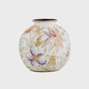 Vase Flowers hvit/gull 25 cm