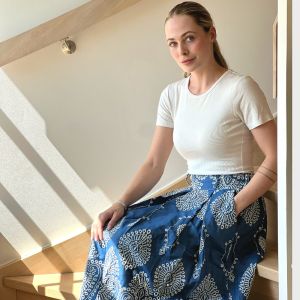 Denim-skjørt m/broderi One Size